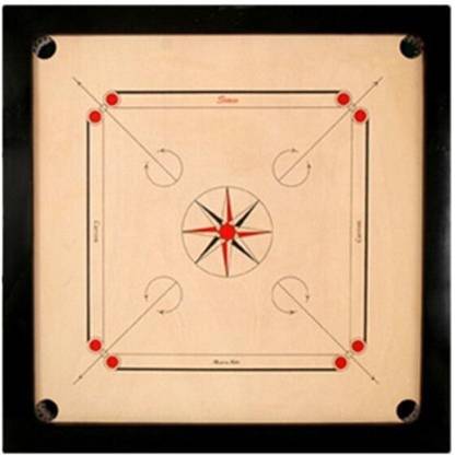 KIIMI Full Size 32 Inch Wooden With Crystal CoinStriker,Powder RoundPocket 5 cm Carrom Board