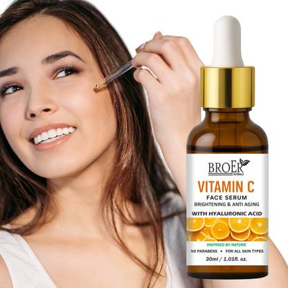 BROER Hydrating Vitamin C Face Serum with Hyaluronic Acid for Smooth Clear Skin