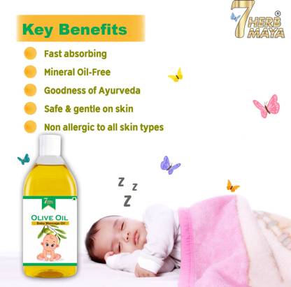 7Herbmaya Olive Oil for baby massage Oil | Jaitun tel for Skin, Hair, Body Oil