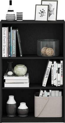 Callas BR-05 Black 3 Layer Bookshelf Multipurpose Home Decor with Back Support Engineered Wood Close Book Shelf