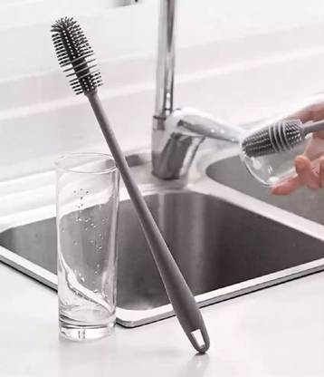 solemn Silicone Bottle Cleaning Brush with Long Flexible Handle and Soft Bristles