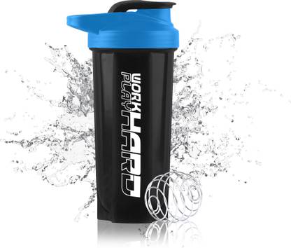 Dassio Work Hard Protein Gym Shaker Bottle with Stainless Steel Spring Ball 700 ml Plastic Shaker