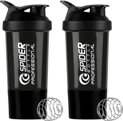 ZYRO Combo of 2pc Spider Gym Shaker Bottle, Mixer Ball, LeakProof, Food Grade, Gym 500 ml Shaker
