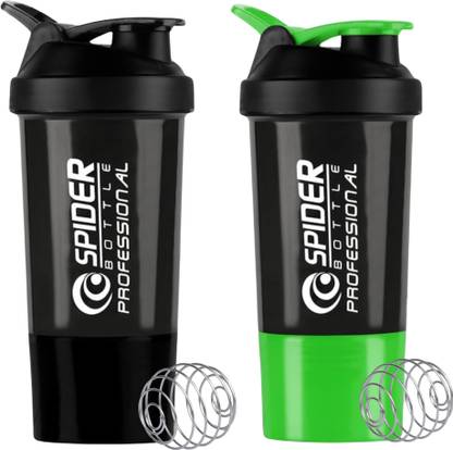 ZYRO Combo of 2pc Spider Gym Shaker Bottle, Mixer Ball, LeakProof, Food Grade, Gym 500 ml Shaker