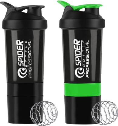 ZYRO Combo of 2pc Spider Gym Shaker Bottle, Mixer Ball, LeakProof, Food Grade, BCAA 500 ml Shaker