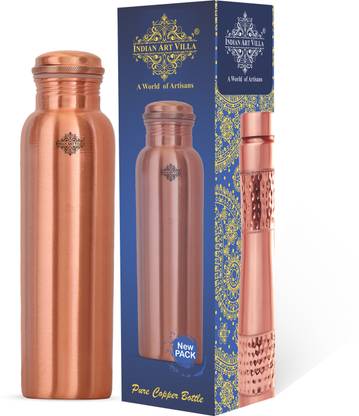 IndianArtVilla Copper Leak Proof Bottle, 900 ML, Brown 900 ml Bottle