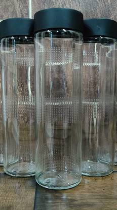 TINSUHG Water Bottles Set Wide Mouth Glass Bottles with Lids 750 ml Bottle