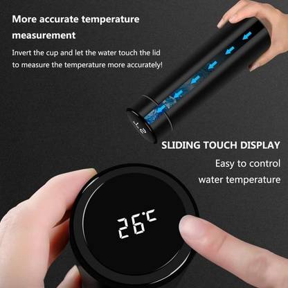 geutejj Smart Bottle with LED Temperature Display with Touch Screen Smart 431 500 ml Steel Bottle