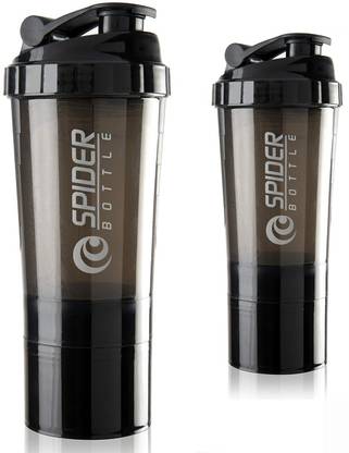 Pack of 2 Premium Quality Gym shaker Combo With 2 Storage Compartment and Mixer Blender. 500 ml Shaker Plastic