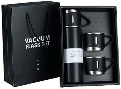 Techfly Vacuum Insulated Flask 3Cup set for Hot & Cold Drink BPA Free T4 500 ml Flask