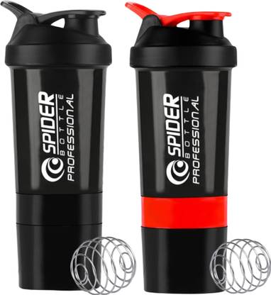 ZYRO Combo of 2pc Spider Gym Shaker Bottle, Mixer Ball, LeakProof, Food Grade, BCAA 500 ml Shaker