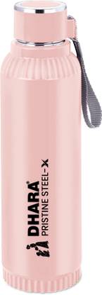 Dhara Stainless Steel 900 Insulated Inner Steel Outer Plastic Water Pink 700 ml Bottle