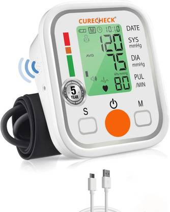 curecheck Digital Fully Automatic Upper Arm Blood Pressure Monitor For Home Use with Voice Announcement feature Bp Monitor