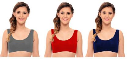 Women's Cotton Solid Women Sports Non Padded Bra