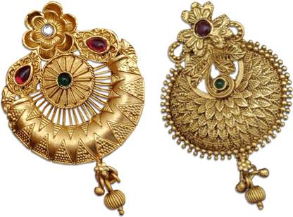 Owien Gold Plated Lovely Desined Dressing Diamond Brooch For Women as Sari Pin-2pcs Brooch
