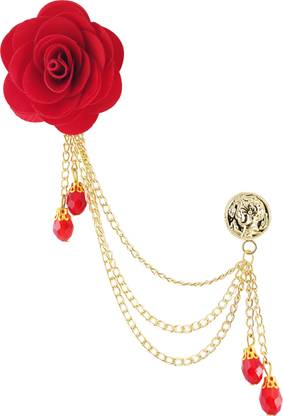 Red Flower Chain Brooch for Men and Women Brooch