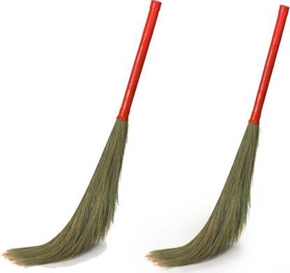 Hari Ram Gulab Rai Floor Broom with Soft No Dust Grass with Plastic Handle Phool Jhadu for Home Grass Dry Broom