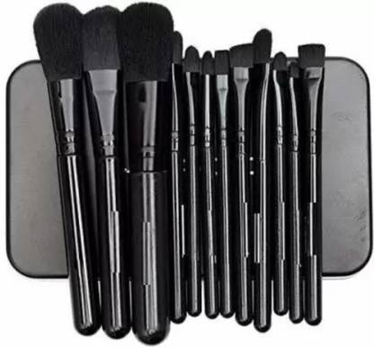 huge leaf 12 Pcs Face and Eye Makeup Brush Set black