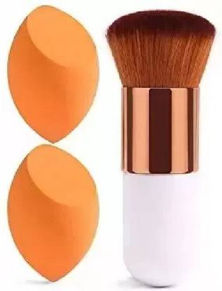 MLR Professional face foundation brush with 2 pcs beauty blender puff pack of 3