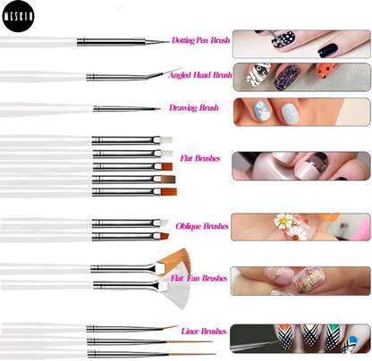 Meskin 15-Piece Acrylic Nail Art Brush Set with Dotting Tool