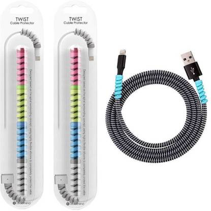 DECRONICS Spiral Cable Protector 1.5 Meter AND Twist Data Cable Saver 8 PCS Combo Cable Protector