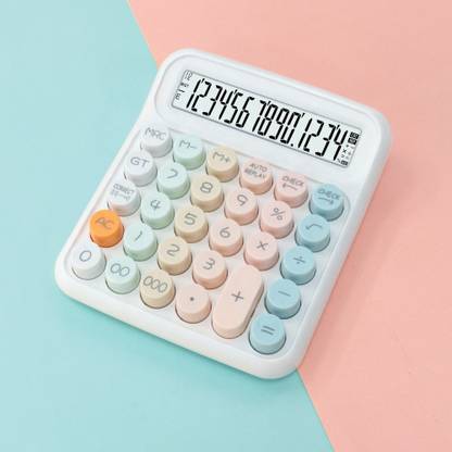 Villy Cute Pastel Big Display with Soft Round Keys Pastel Soft Key 12-Digit Calculator Basic  Calculator