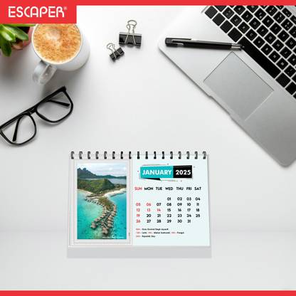 ESCAPER Travel Desk Calendar 2025 - Best Global Destinations 2025 Table Calendar