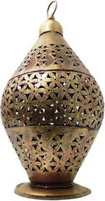 Oval Candle Holder, Gold Finish, Hanging Handle Iron 1 - Cup Candle Holder