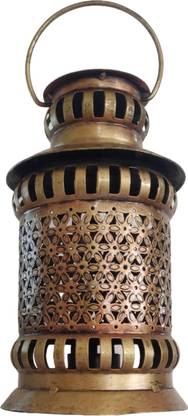 Fanas Netted Design, Gold Finish, Hanging Handle Iron 1 - Cup Candle Holder