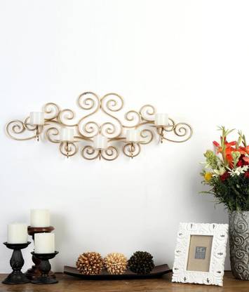 Hosley Metal Wall Sconce Pillar Candle Holder with Five Free Pillar Candles Iron Candle Holder