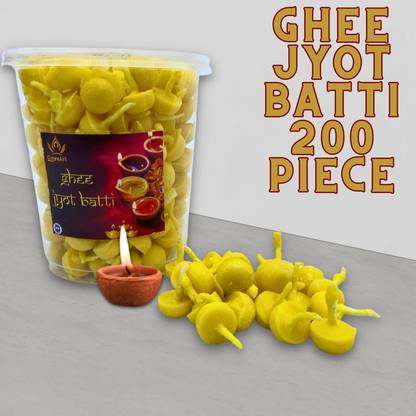 Aadishaktigayatri Ghee Jyot Batti (Pack of 200 ) Cow Ghee for Aarti and daily puja Cotton Wicks Candle