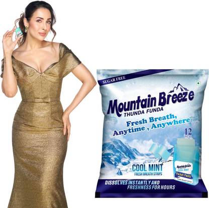 Mountain breeze Sugar-Free Coolmint Fresh Breath Strips ( 18 Strips ) Pack of 12x18= 216 Strips Mint Mouth Freshener