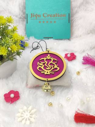 JIYU CREATION Golden Ganesh Dream Catcher / Car Hanger / 3D Design Car Hanging Ornament
