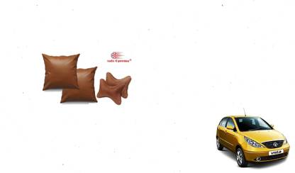 Auto Oprema Brown Leatherite Car Pillow Cushion for Tata