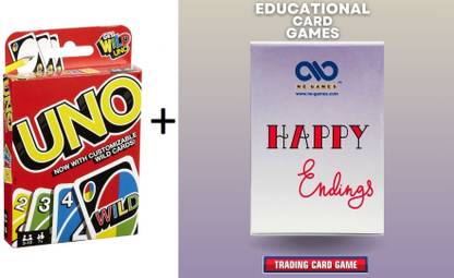 NE Games UNO + Happy Ending Fun Playing Flash Card Educational Game for kids & Adults