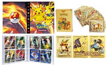 CrazyBuy POKEMON CARD BINDER WITH 120 SPACES AND 55 PCS GOLD FOIL CARDS