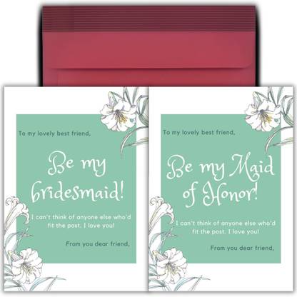 AanyaCentric 5.8x8.3inch Bridesmaid Maid of Honor Invites with Envelopes Invitation Card