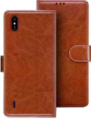 Lava Z53 flip cover | Z53 flip cover | Brown Artificial Leather Flip Cover