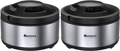Mumma's LIFE Stainless Steel Thermoware Casserole for Roti/Chapati Pack of 2 Cook and Serve Casserole Set