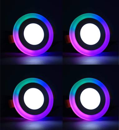 HBX LED Ceiling Panel Light 6 Watt (3+3) Fan Box Light, Dual 3D Color RGB & White, 4 Ceiling Light Ceiling Lamp
