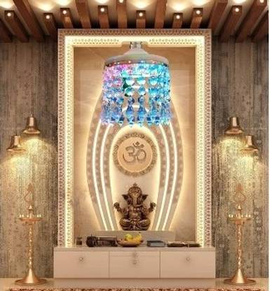 BMP BMP RGB Multi Color Crystal Chandelier Jhoomer for Home Temple Hanging Lamp Chandelier Ceiling Lamp