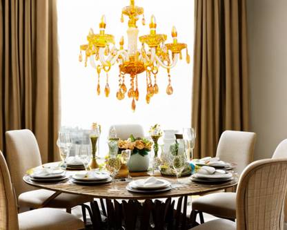 ड्रीमी डिज़ाइन्स Contemporary K9 Crystal Ceiling Hanging Jhoomer for Living Room 6 led Light Bulb झूमर  सीलिंग लैंप