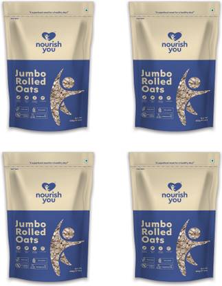 Nourish You Jumbo Rolled Oats | Wholegrain Breakfast | High Protein and Fibre Pouch