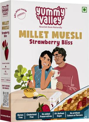 Yummy Valley by Yummy Valley Millet Muesli – Strawberry Bliss | Gluten Free | Muesli with 40% Millet | 280g Box