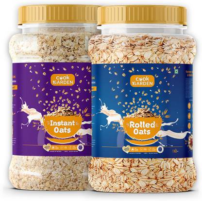 Cook Garden Instant & Rolled Oats, 100% Wholegrain Breakfast, High Protein and Fibre Plastic Bottle