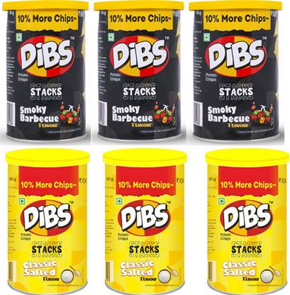 DIBS POTATO CHIPS COMBO PACK CLASSIC SALTED AND SMOKY BARBEQUE FLV. Chips