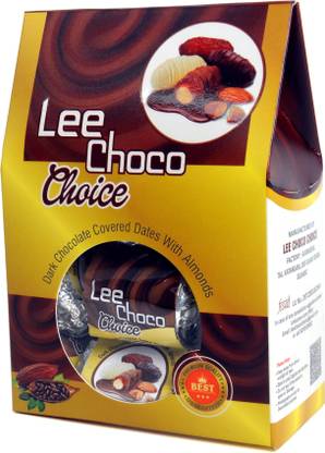 lee choco choice dark chocolate covered dates with almonds Crackles