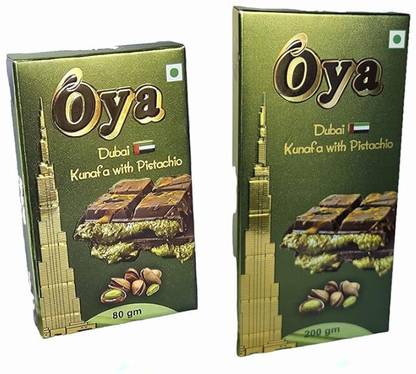Oya Dubai Premium Kunafa and Pistachios Combos 80gm and 200gm (Pack of 2) Bars
