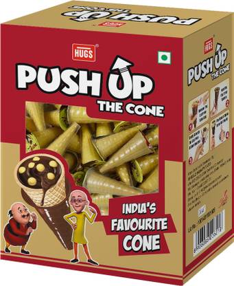 HUGS Push up the Cone- Chocolate, milk cream & biscuits in a Wafer Cone (30 pcs) Wafers