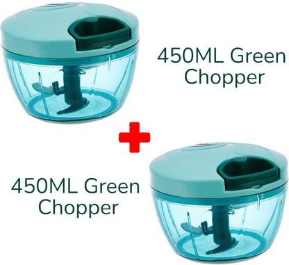 PRADIVON Combo Of 2 Quick Chopper with 3 Stainless Steel Blade (450+450ML GREEN) Vegetable & Fruit Chopper